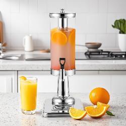 SOGA SOGA 2X Single 3L Silver Stainless Steel Beverage Dispenser Ice Cylinder Clear Juicer Hot Cold Water Jug