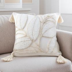 SOGA SOGA 2X 45cm Wabi-sabi Cream Flower Cover & Beige Velvet Throw Pillow