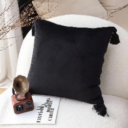 SOGA SOGA 2X Black Vintage Butterfly Pillow Tassel Throw Pillow