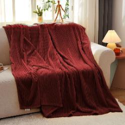 SOGA SOGA 2X Burgundy Throw Blanket
