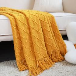 SOGA SOGA 2X Yellow Diamond Pattern Blanket