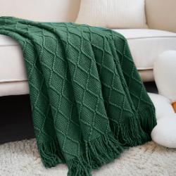 SOGA SOGA 2X Green Diamond Pattern Blanket