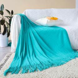 SOGA SOGA 2X Teal Acrylic Throw Blanket