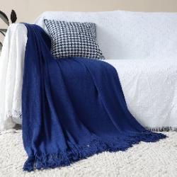 SOGA SOGA 2X Royal Blue Acrylic Throw Blanket