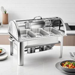 SOGA SOGA 4X 3L Triple Tray Stainless Steel Roll Top Chafing Dish Food Warmer