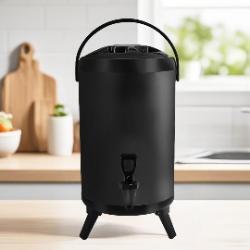 SOGA SOGA 8X 10L Stainless Steel Insulated Milk Tea Barrel Hot and Cold Beverage Dispenser Container with Faucet Black