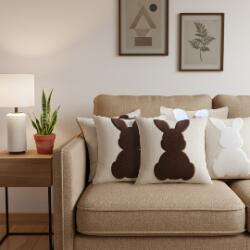 SOGA SOGA 4PC 45cm Bunny Pillowcase Set – White & Silhouette Decorative Pillow Covers for Sofa & Bed