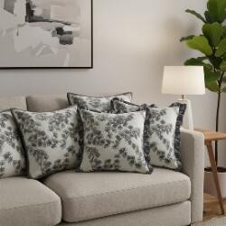 SOGA 6PC 45cm Gray Floral Pillowcase Set – Ruffle Trim & Dark Gray Decorative Pillow Covers