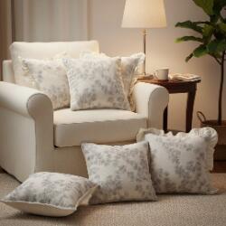 SOGA 6PC 45cm Pillowcase Set – 3x White Floral Ruffle & 3x Gray Decorative Pillow Covers