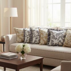 SOGA 6PC 45cm Pillowcase Set – 3x Champagne Floral Gold Ruffle & 3x Beige Decorative Pillow Covers