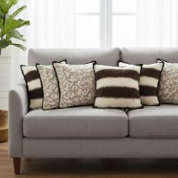 SOGA 6PC Pillowcase Set – Heart White Covers with Black Trim & Brown Cream Striped Bouclé Covers (Inserts Not Included )