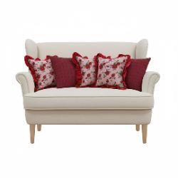 SOGA SOGA 5PC Rose Garden Burgundy Ruffle & Deep Red Cable Knit Pillow Covers Set Sofa