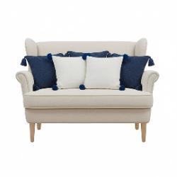 SOGA SOGA 5PC Chunky Knit Navy Blue & Cream Ribbed Knit Pom-Pom Pillow Cover Set