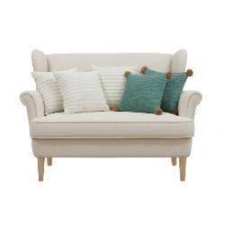 SOGA SOGA 5PC Sage Green Ribbed Knit Pom-Pom & Elegant White Textured Pillow Cover Set