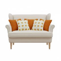 SOGA 5PC Burnt Orange Diamond Knit & Retro Daisy Chain Decorative Pillow Cover Set