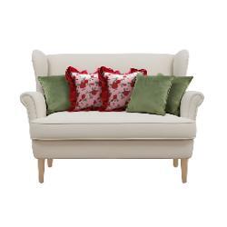 SOGA 5PC Sage Green Velvet & Rose Garden Burgundy Ruffle Pillow Covers Decorative Set