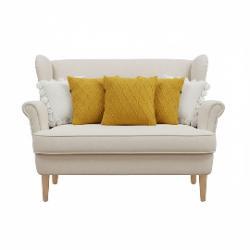 SOGA 5PC Sunshine Yellow Diamond Knit & White Pom-Pom Pillowcases Decorative Set