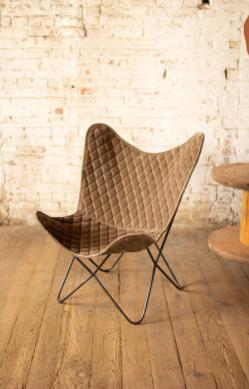 Kalalou Velvet Butterfly Chair - Cobblestone