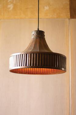 Kalalou Corrugated Copper Pendant Light 17"D X 15"T