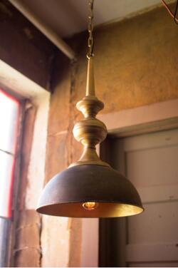 Kalalou Metal Pendant Light With Antique Gold Finish 16"D X 29"T