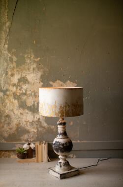 Kalalou Metal Table Top Lamp With Metal Shade 17"D X 34"T
