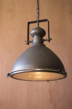 Kalalou Metal Warehouse Pendant With Glass Cover 18" X 19.5"T