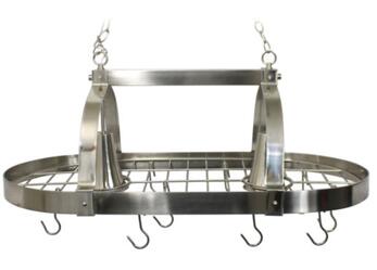 All the Rages, Inc. Elegant Designs Brushed Nickel 2 Light Kitchen Pot Rack with Downlights
