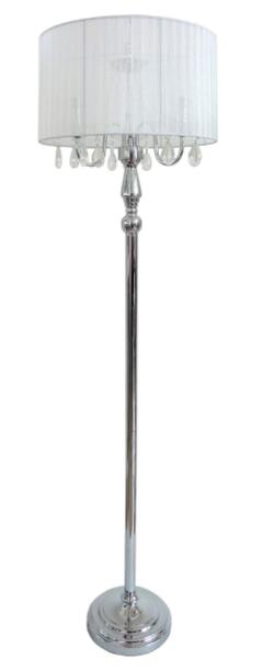 All the Rages, Inc. Elegant Designs Trendy Romantic Sheer Shade Floor Lamp with Hanging Crystals