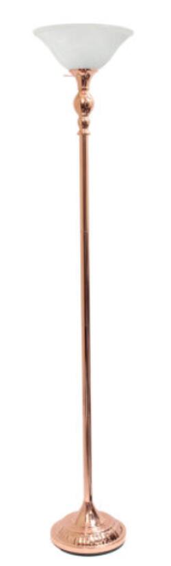 All the Rages, Inc. Elegant Designs 1 Light Torchiere Floor Lamp with Marbleized White Glass Shade