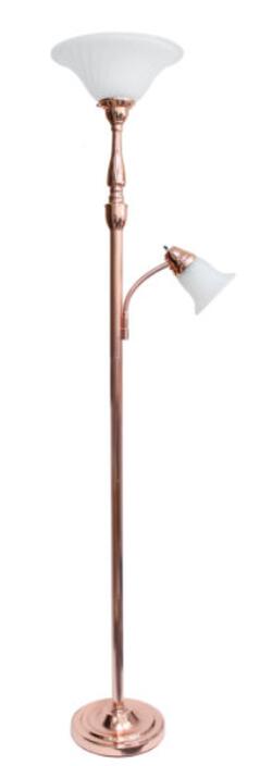 All the Rages, Inc. Elegant Designs 2 Light Mother Daughter Floor Lamp with White Marble Glass