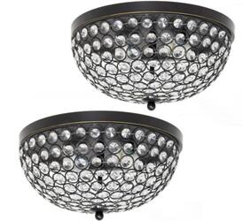 All the Rages, Inc. Elegant Designs 2 Light Elipse Crystal Flush Mount Ceiling Light