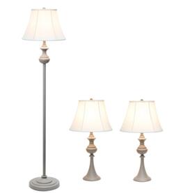 All the Rages, Inc. Elegant Designs Traditionally Crafted 3 Pack Lamp Set (2 Table Lamps, 1 Floor Lamp)