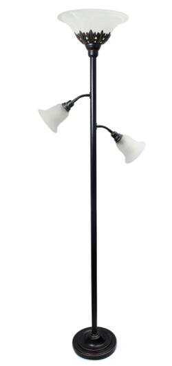 All the Rages, Inc. Elegant Designs 3 Light Floor Lamp with White Scalloped Glass Shades