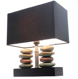 All the Rages, Inc. Elegant Designs Rectangular Dual Stacked Stone Ceramic Table Lamp with Shade