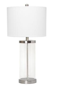 All the Rages, Inc. Lalia Home Entrapped Glass Table Lamp with White Fabric Shade