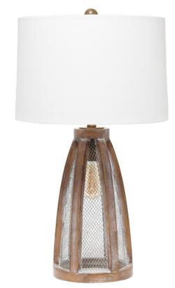 All the Rages, Inc. Lalia Home Wooded Arch Farmhouse Table Lamp with White Fabric Shade