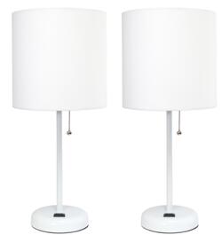 All the Rages, Inc. LimeLights Stick Lamp with Charging Outlet and Fabric Shade 2 Pack Set