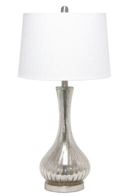 All the Rages, Inc. Lalia Home Speckled Mercury Tear Drop Table Lamp with White Fabric Shade