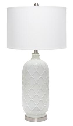 All the Rages, Inc. Lalia Home Argyle Classic White Table Lamp with Fabric Shade