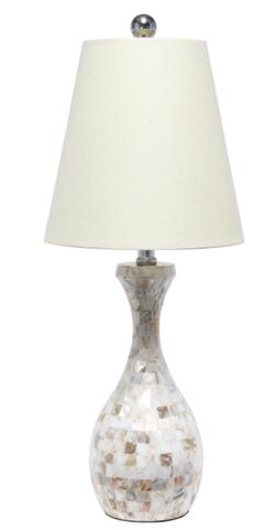 All the Rages, Inc. Lalia Home Malibu Curved Mosaic Seashell Table Lamp with Chrome Accents