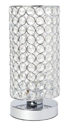 All the Rages, Inc. Elegant Designs Elipse Crystal Bedside Nightstand Cylindrical Uplight Table Lamp