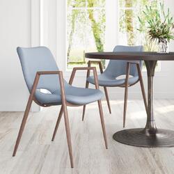 Zuo Modern Contemporary Inc Desi Dining Chair (Set of 2) Blue & Walnut