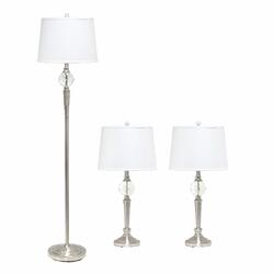 All the Rages, Inc. Lalia Home Crystal Drop Table and Floor Lamp Set in Brushed Nickel