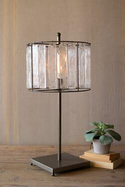 Kalalou Glass Chimes And Raw Metal Table Lamp