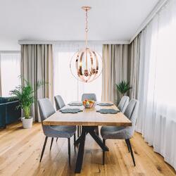 All the Rages, Inc. Lalia Home 3-Light 18" Adjustable Industrial Globe Hanging Metal and Clear Glass Ceiling Pendant