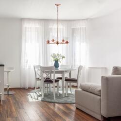 All the Rages, Inc. Lalia Home 5-Light 20.5" Classic Contemporary Clear Glass and Metal Hanging Pendant Chandelier