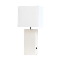 Lalia Home Lexington Leather Base Modern Lalia Home Lexington Leather Base Modern Home Decor Bedside Table Lamp with USB Charging Port