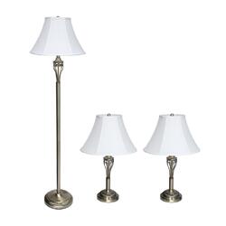 All the Rages, Inc. Lalia Home Perennial Roma Classic 3 Piece Metal Lamp Set (2 Table Lamps, 1 Floor Lamp)