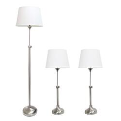 All the Rages, Inc. Lalia Home Perennial Modern Manhattan Extendable 3 Piece Metal Lamp Set (2 Table Lamps, 1 Floor Lamp)