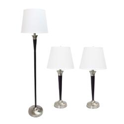 All the Rages, Inc. Lalia Home Perennial Modern Sonoma 3 Piece Metal Lamp Set (2 Table Lamps, 1 Floor Lamp)